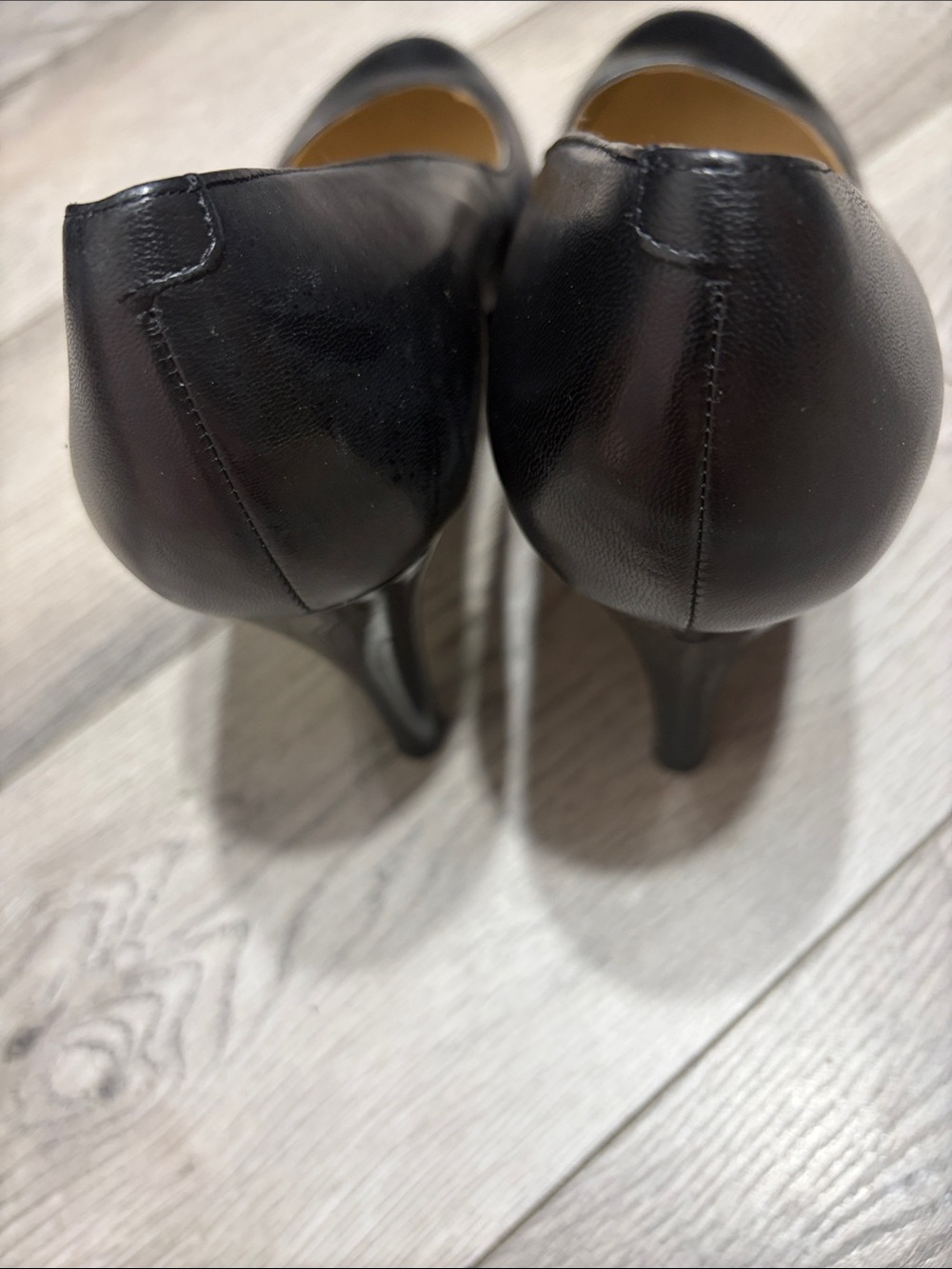 Nine West Black Leather Round-Toe Pumps - Picture 2 of 7